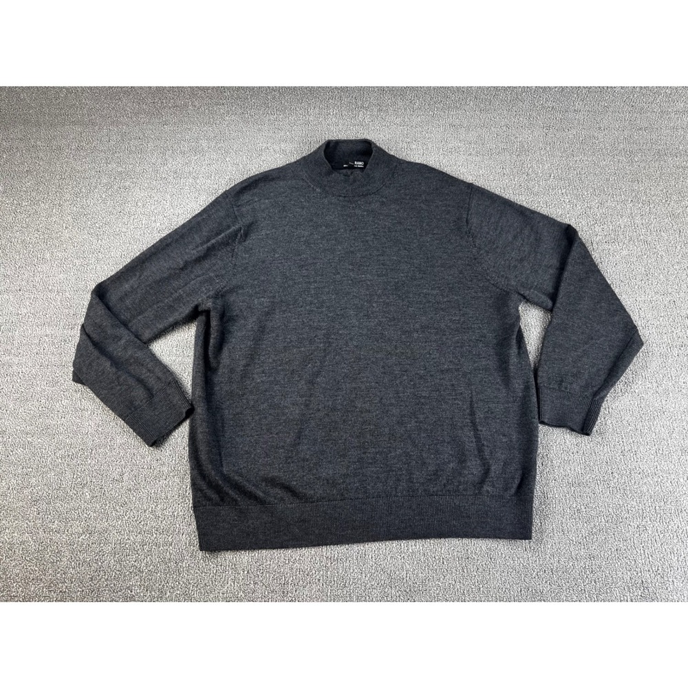 Murano Sweater Mens XL Charcoal Grey Extra Fine Italian Merino Wool Mock Neck